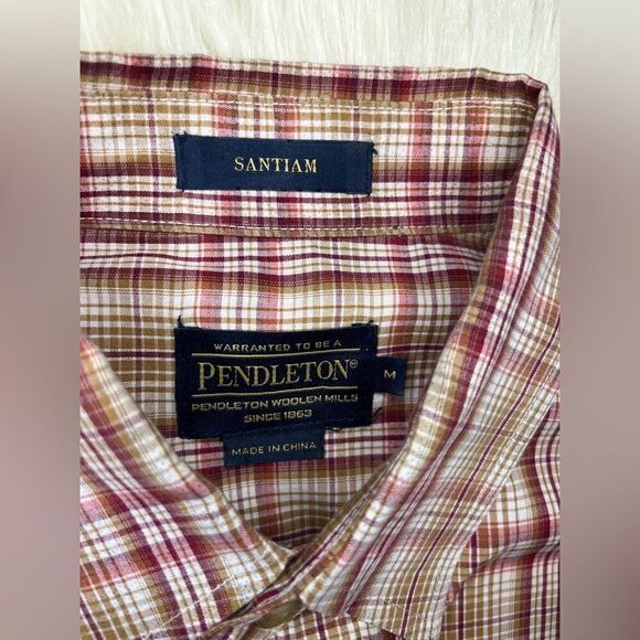 Pendleton Santiam plaid cotton button up sz medium - Picture 2 of 5